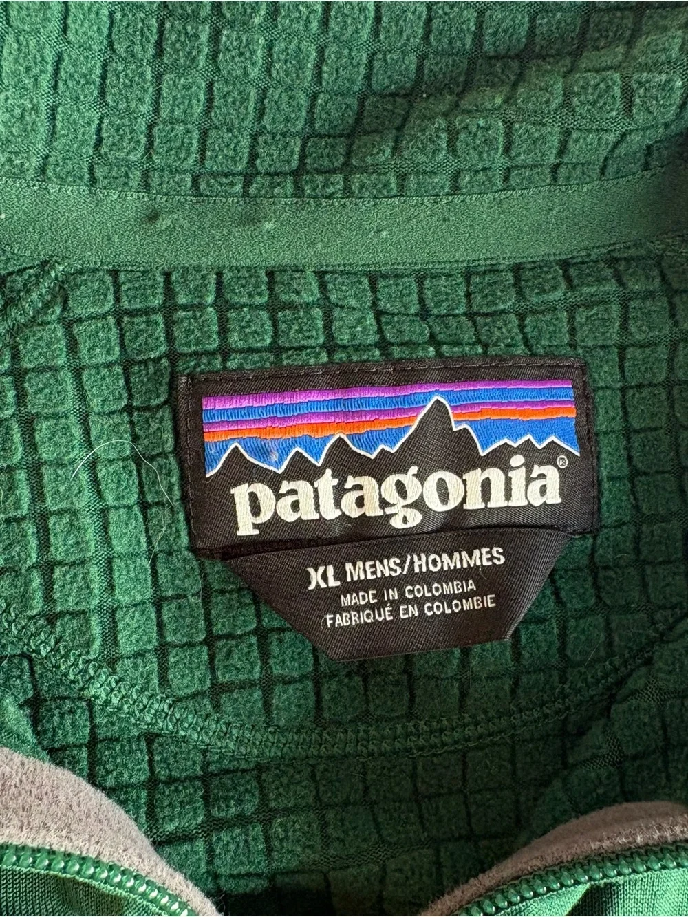 Patagonia Men's XL R1 Full-Zip Jacket Hunter Green Polartec Grid Fleece Fall2015